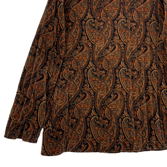 Vintage Paisley Quilted Velvet Like Jacket Coat Toggle Buttons Mandarin Collar - Picture 8 of 16